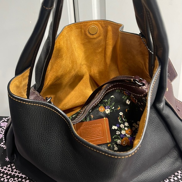 Coach Black and Tan Leather Tote - Picture 3 of 16